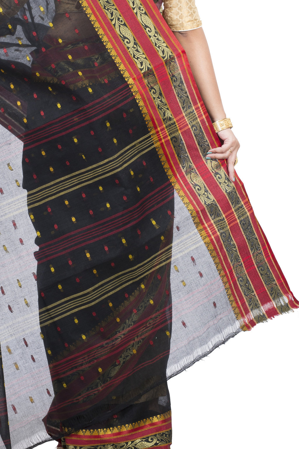 Beige Pure Cotton Alpona Tant Saree (192)